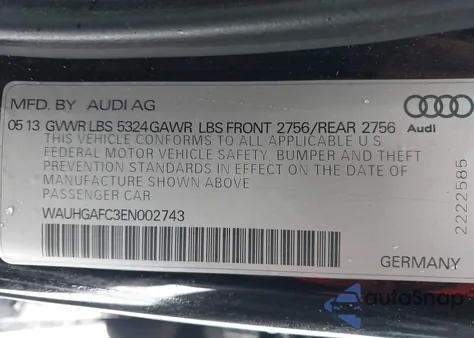 2014 Audi A6 3.0T Premium Plus from USA, damaged, VIN WAUHGAFC3EN002743